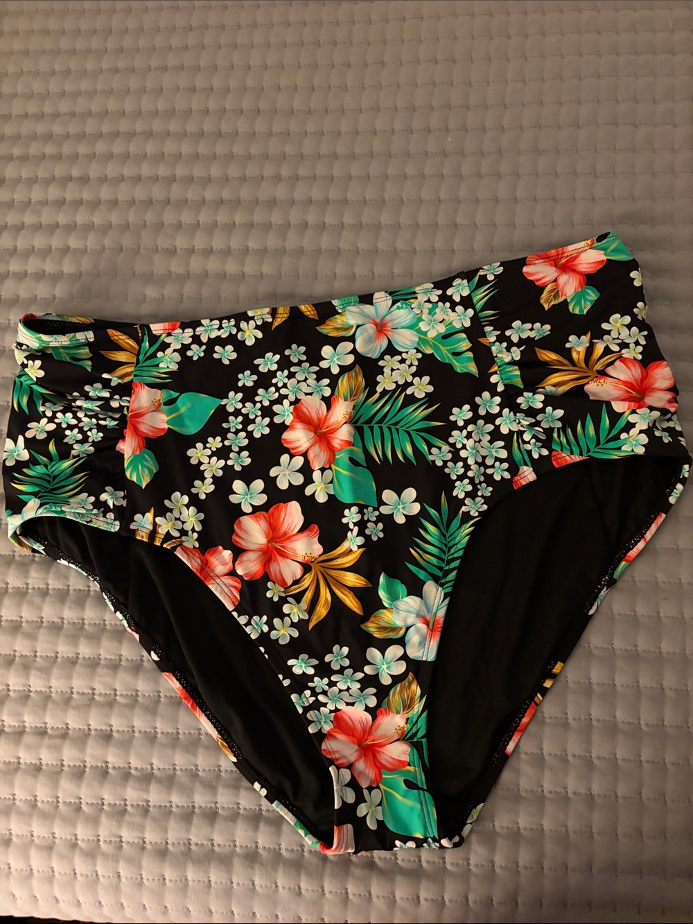 Women's Black Floral Swim Bottoms